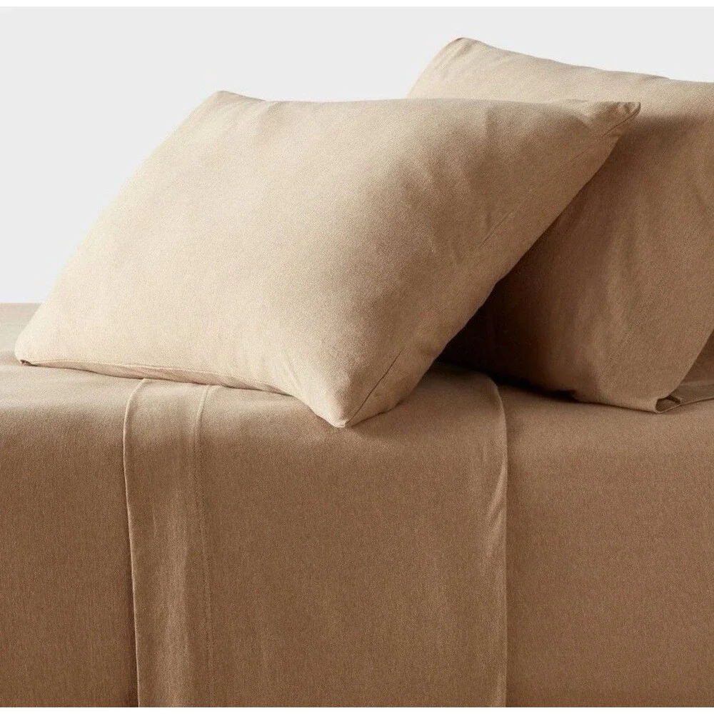 Queen Cotton Jersey Sheet Set Brown Heather - Threshold NEW